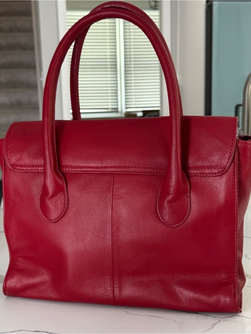Walter Baker Red Leather Satchel Top Handle Structured Handbag - Picture 3 of 7